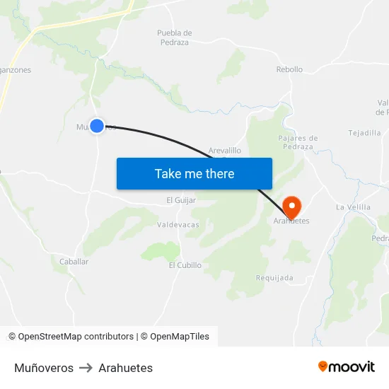 Muñoveros to Arahuetes map