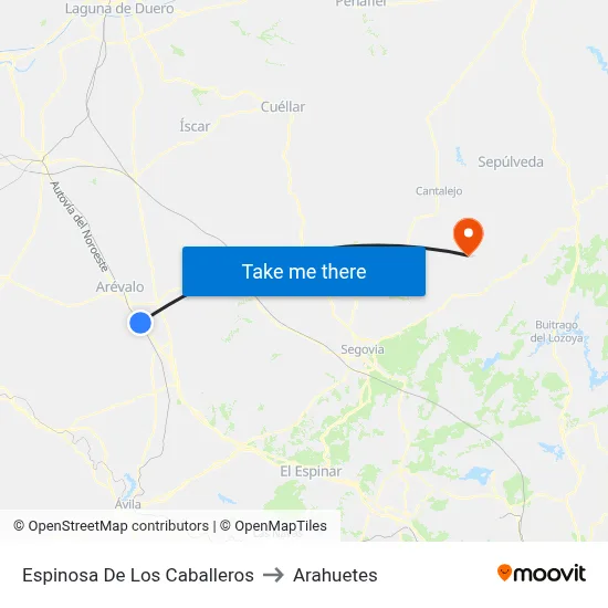 Espinosa De Los Caballeros to Arahuetes map