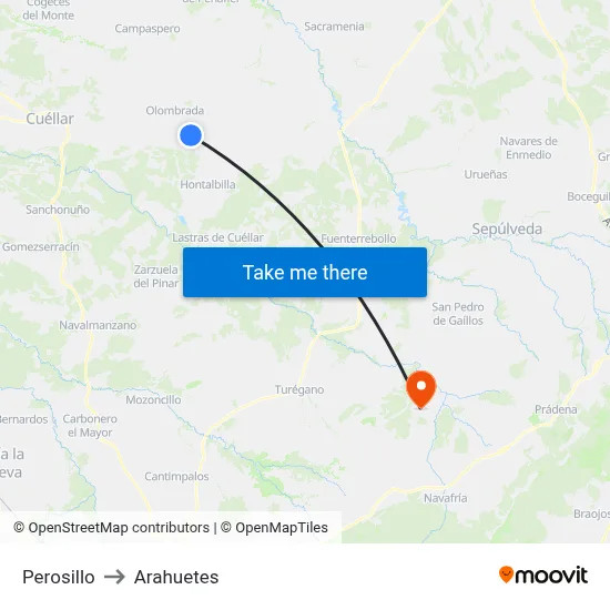 Perosillo to Arahuetes map