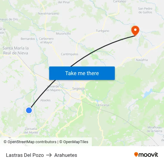 Lastras Del Pozo to Arahuetes map