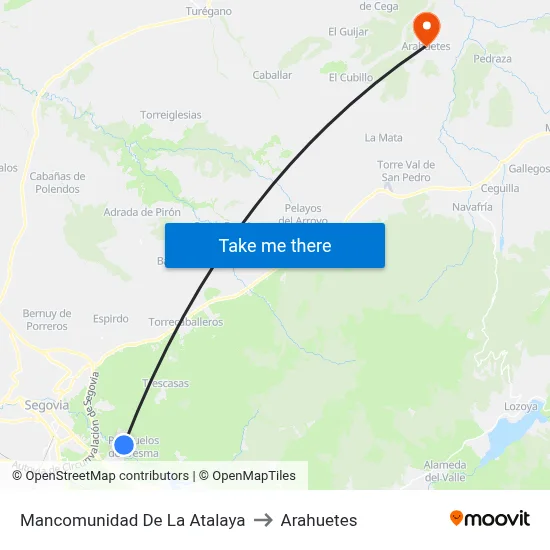 Mancomunidad De La Atalaya to Arahuetes map