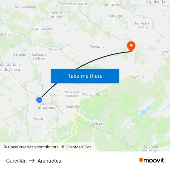 Garcillán to Arahuetes map