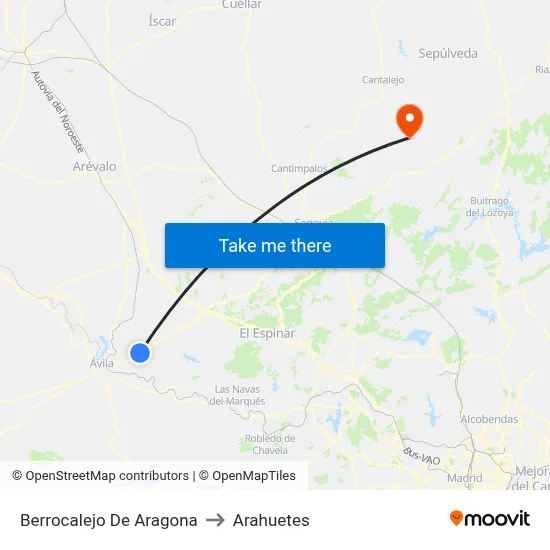Berrocalejo De Aragona to Arahuetes map