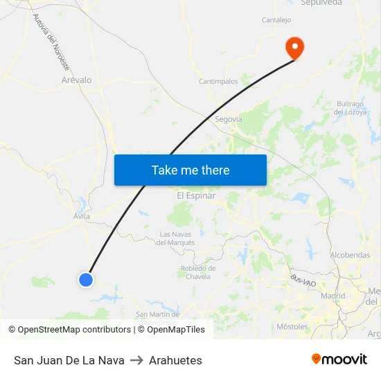 San Juan De La Nava to Arahuetes map