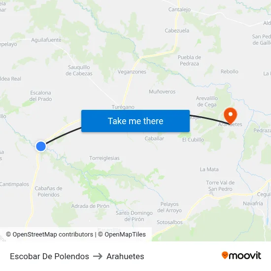 Escobar De Polendos to Arahuetes map