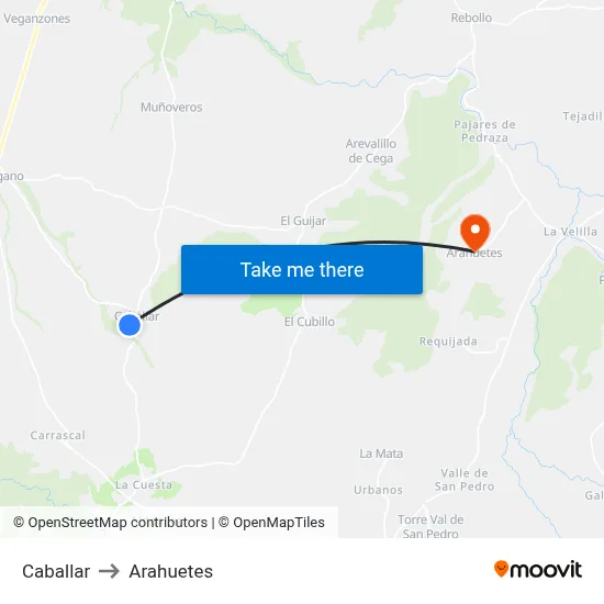 Caballar to Arahuetes map