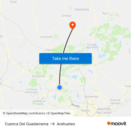 Cuenca Del Guadarrama to Arahuetes map