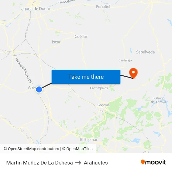 Martín Muñoz De La Dehesa to Arahuetes map