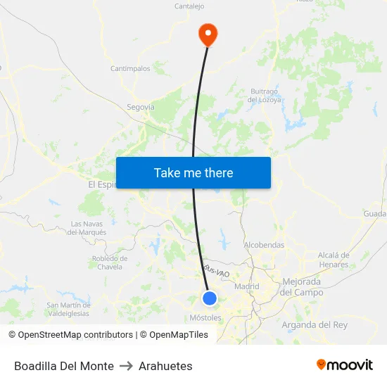 Boadilla Del Monte to Arahuetes map
