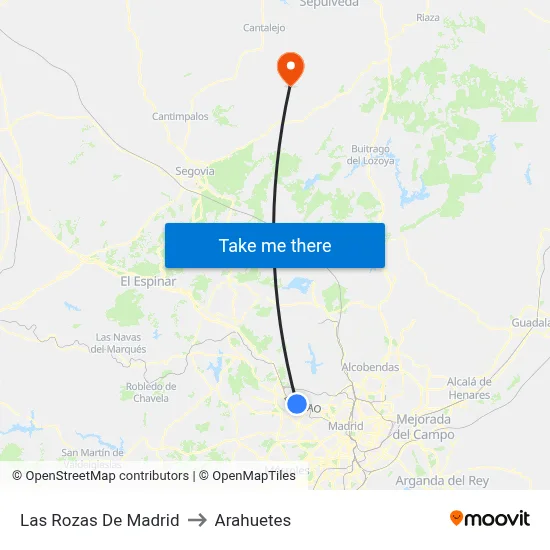Las Rozas De Madrid to Arahuetes map