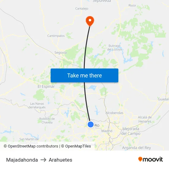 Majadahonda to Arahuetes map