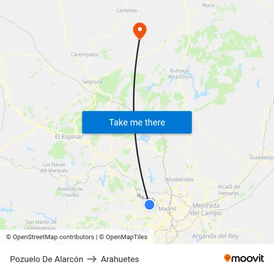 Pozuelo De Alarcón to Arahuetes map