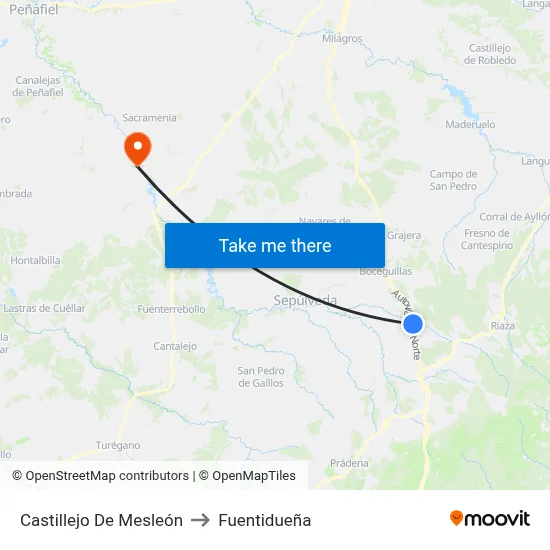 Castillejo De Mesleón to Fuentidueña map