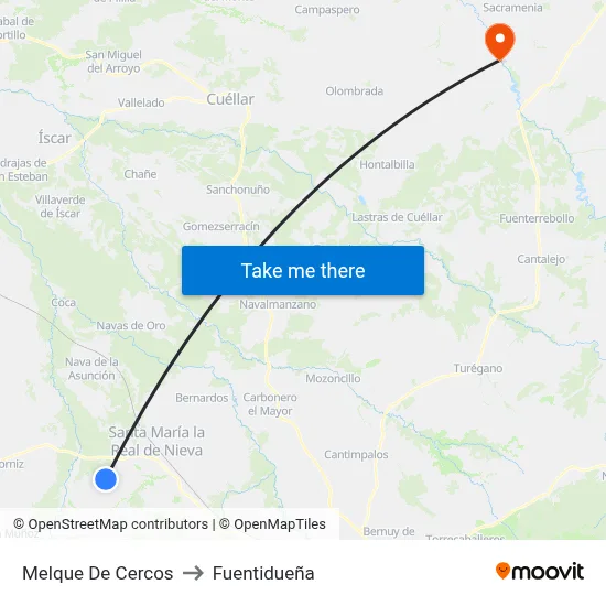 Melque De Cercos to Fuentidueña map