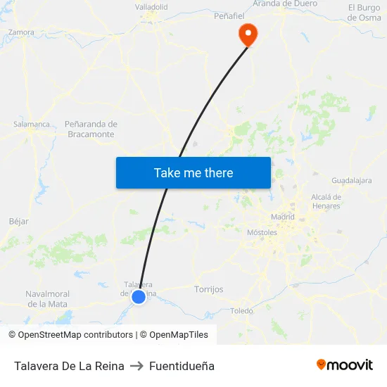 Talavera De La Reina to Fuentidueña map
