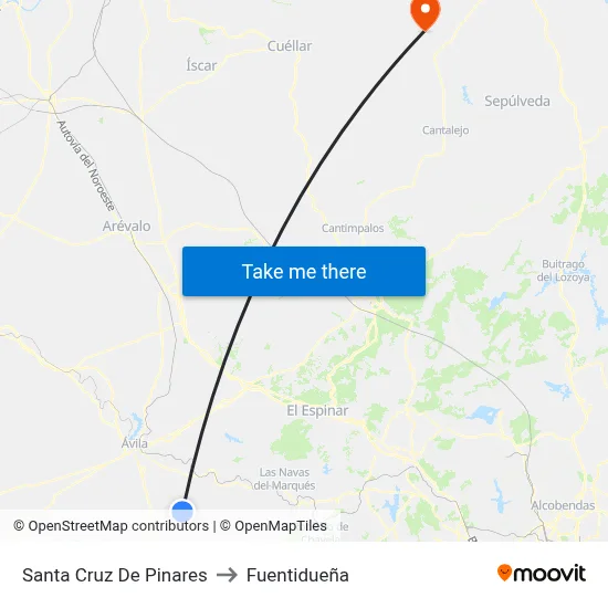 Santa Cruz De Pinares to Fuentidueña map