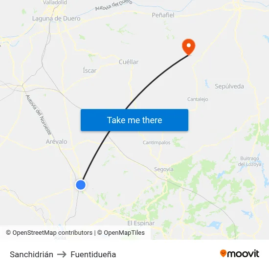Sanchidrián to Fuentidueña map