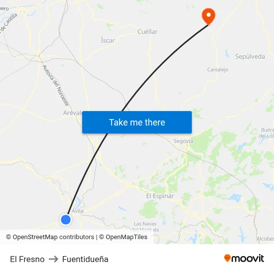 El Fresno to Fuentidueña map