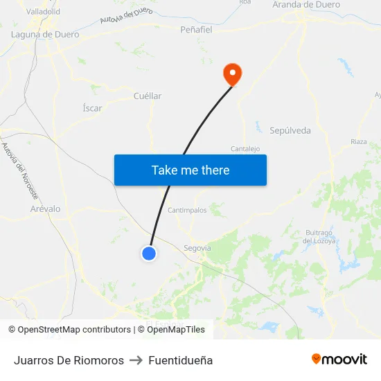 Juarros De Riomoros to Fuentidueña map