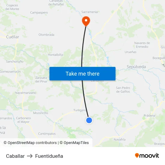 Caballar to Fuentidueña map