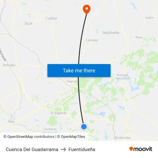 Cuenca Del Guadarrama to Fuentidueña map
