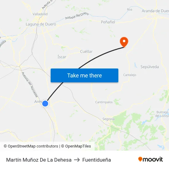 Martín Muñoz De La Dehesa to Fuentidueña map