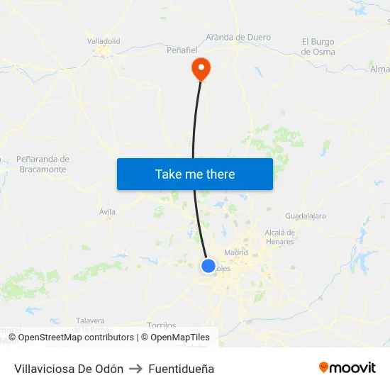 Villaviciosa De Odón to Fuentidueña map