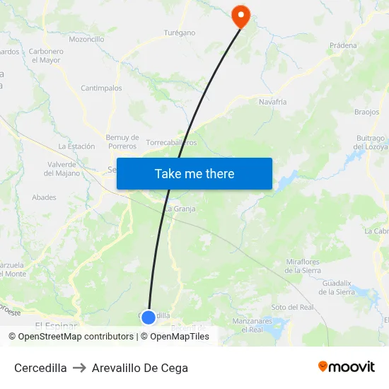Cercedilla to Arevalillo De Cega map