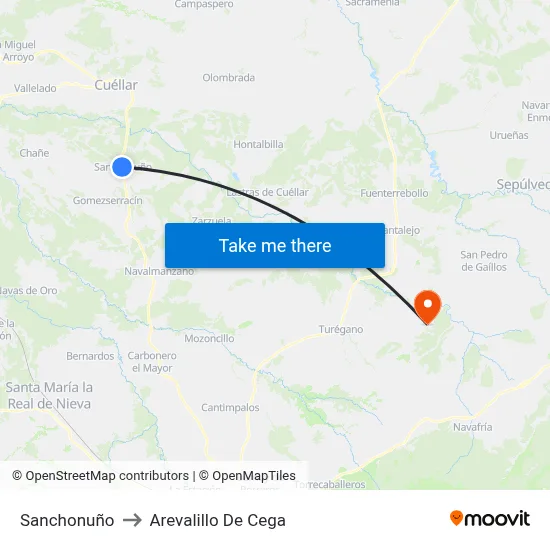 Sanchonuño to Arevalillo De Cega map