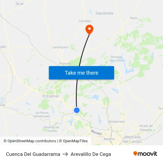 Cuenca Del Guadarrama to Arevalillo De Cega map