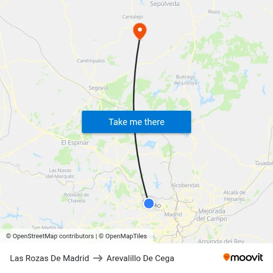 Las Rozas De Madrid to Arevalillo De Cega map