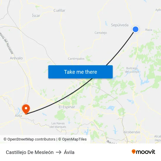 Castillejo De Mesleón to Ávila map