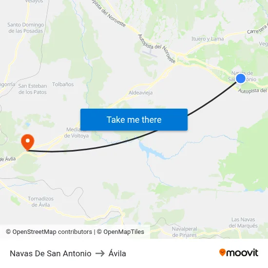 Navas De San Antonio to Ávila map