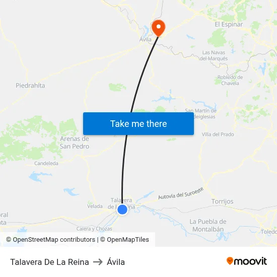 Talavera De La Reina to Ávila map