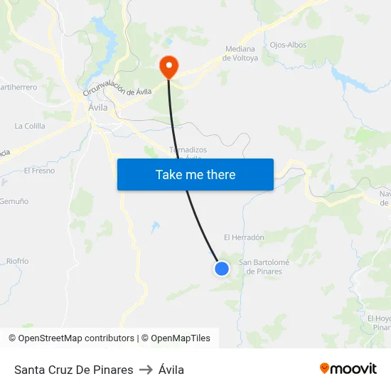 Santa Cruz De Pinares to Ávila map