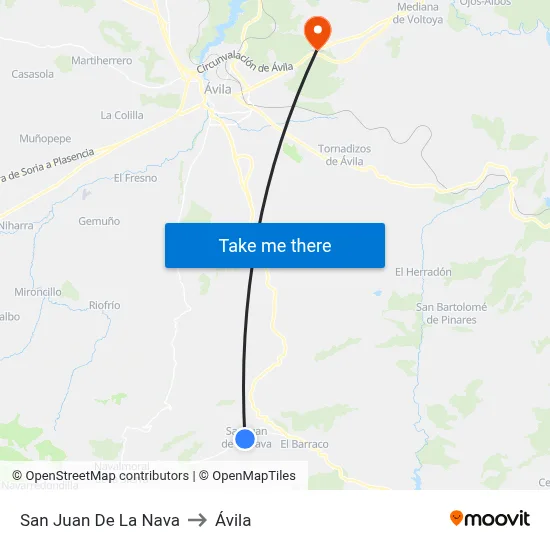 San Juan De La Nava to Ávila map