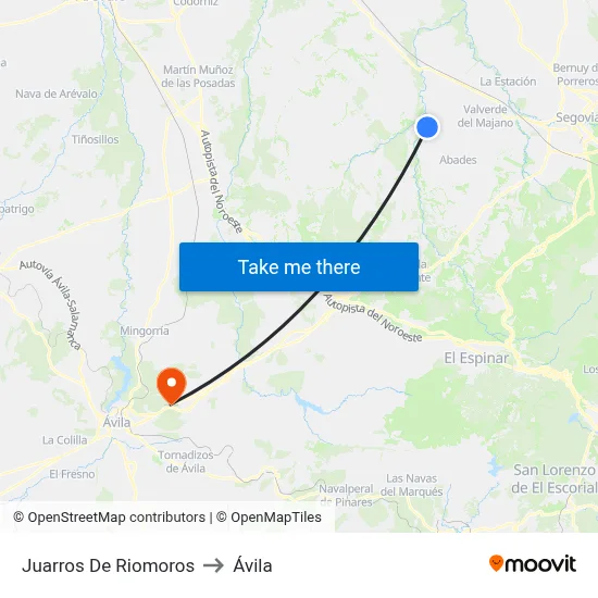 Juarros De Riomoros to Ávila map