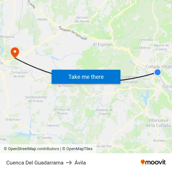 Cuenca Del Guadarrama to Ávila map