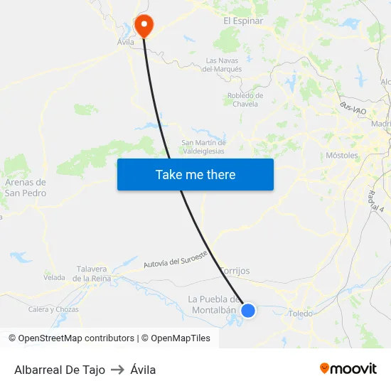 Albarreal De Tajo to Ávila map