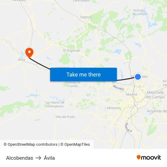 Alcobendas to Ávila map