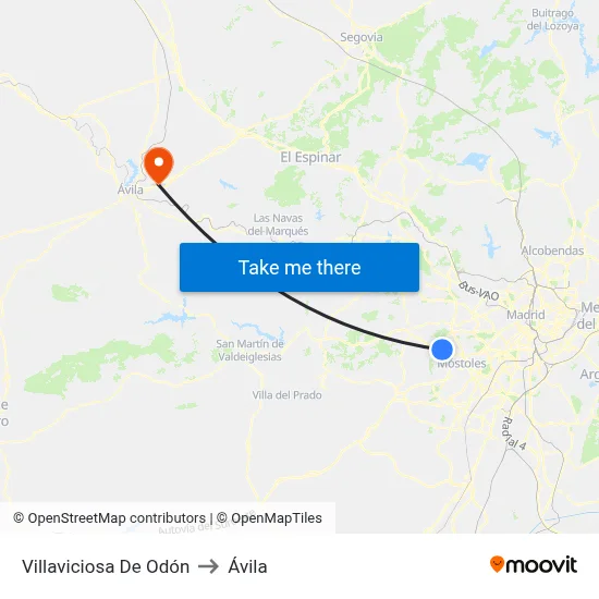 Villaviciosa De Odón to Ávila map