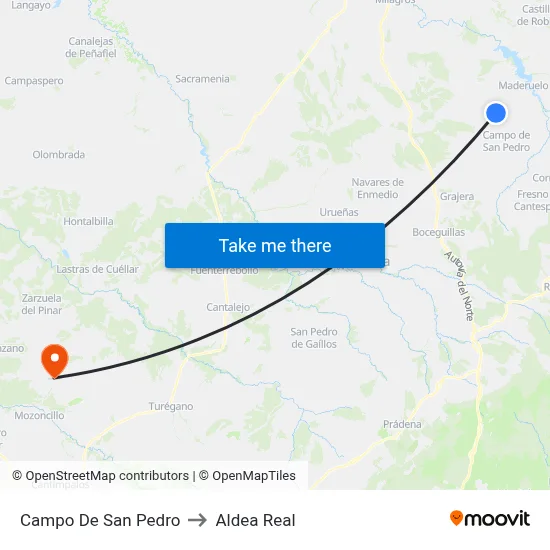 Campo De San Pedro to Aldea Real map