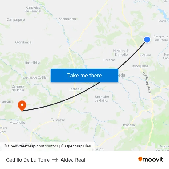 Cedillo De La Torre to Aldea Real map