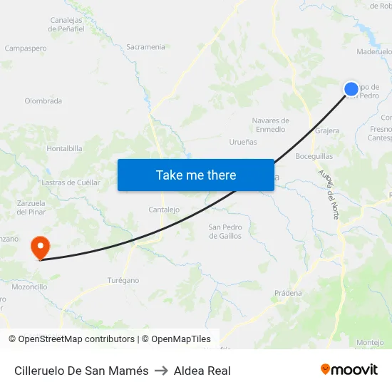 Cilleruelo De San Mamés to Aldea Real map