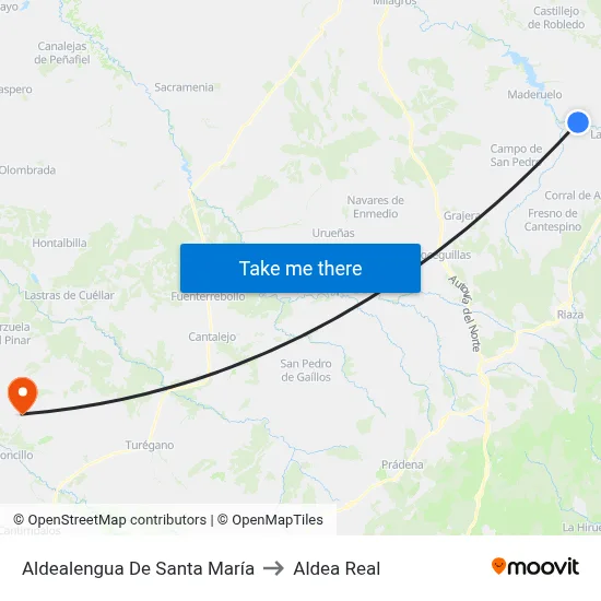 Aldealengua De Santa María to Aldea Real map