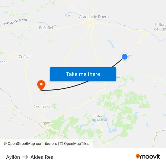 Ayllón to Aldea Real map