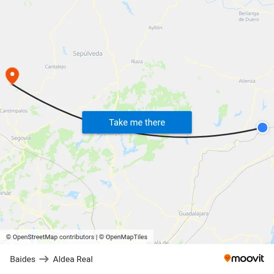 Baides to Aldea Real map