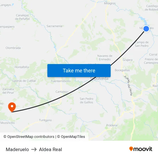Maderuelo to Aldea Real map