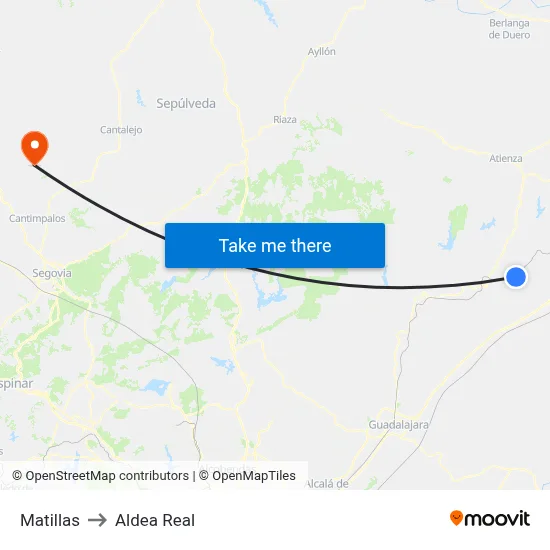 Matillas to Aldea Real map