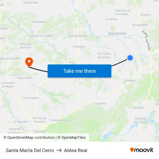 Santa Marta Del Cerro to Aldea Real map